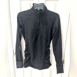 - Lululemon black pullover reflective sleeves gathered sides thumb …